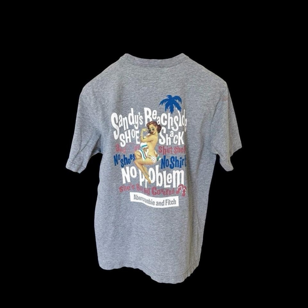 Vintage 90's Abercrombie & Fitch Pinup Girl T Shirt Men's Small Distressed Grey